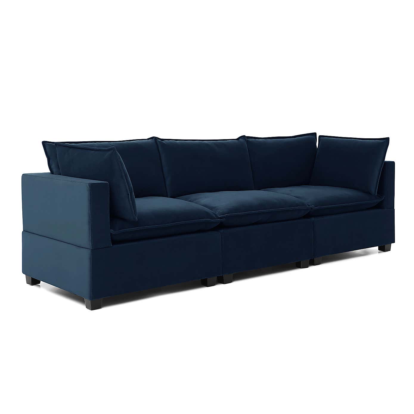 Moda 3 Seater Modular Sofa, Navy Velvet