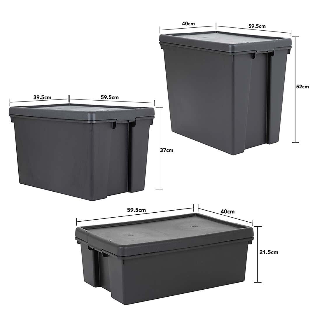Wham Bam 3 Piece Black Multisize Heavy Duty Box & Lid