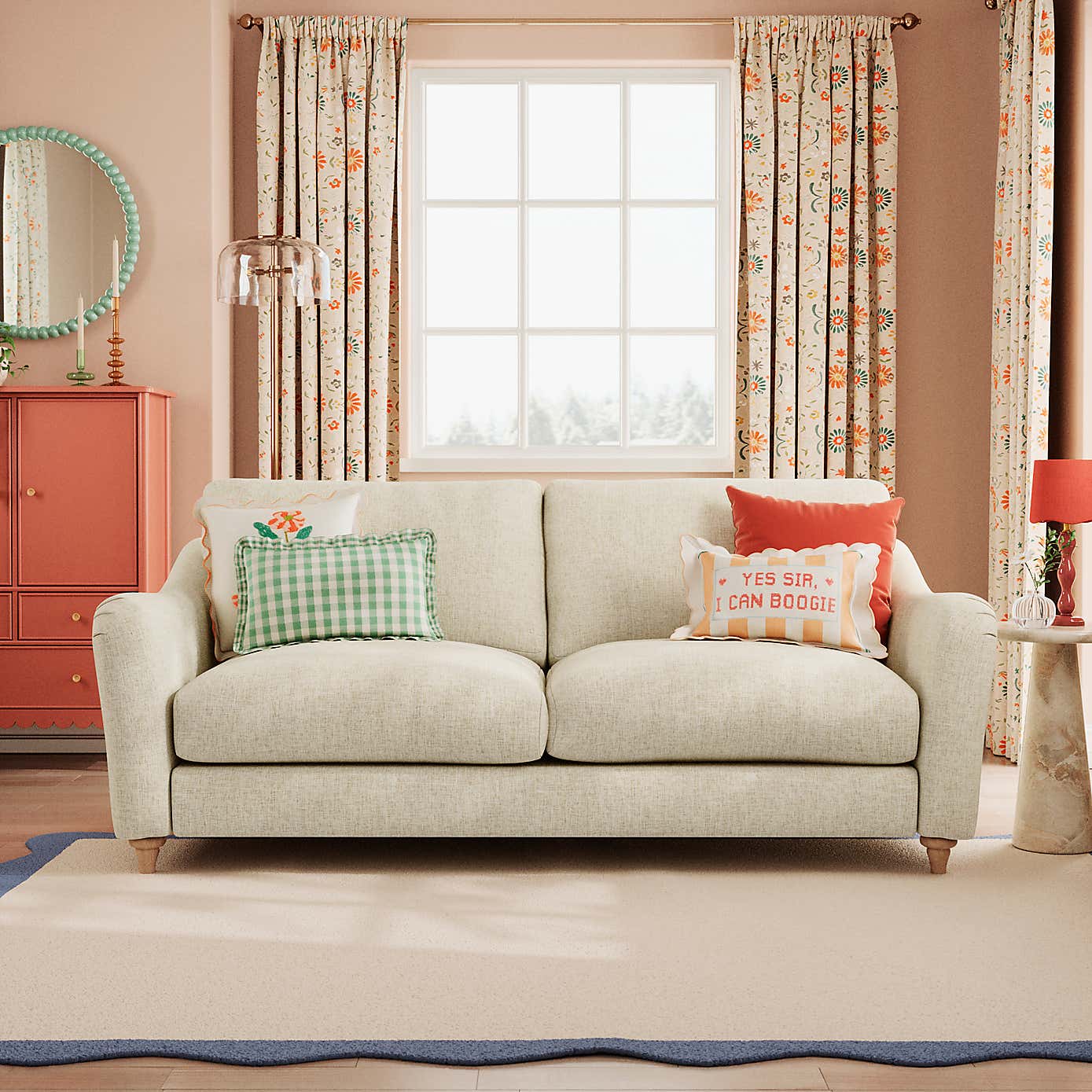 Hattie Slub Faux Linen 3 Seater Sofa