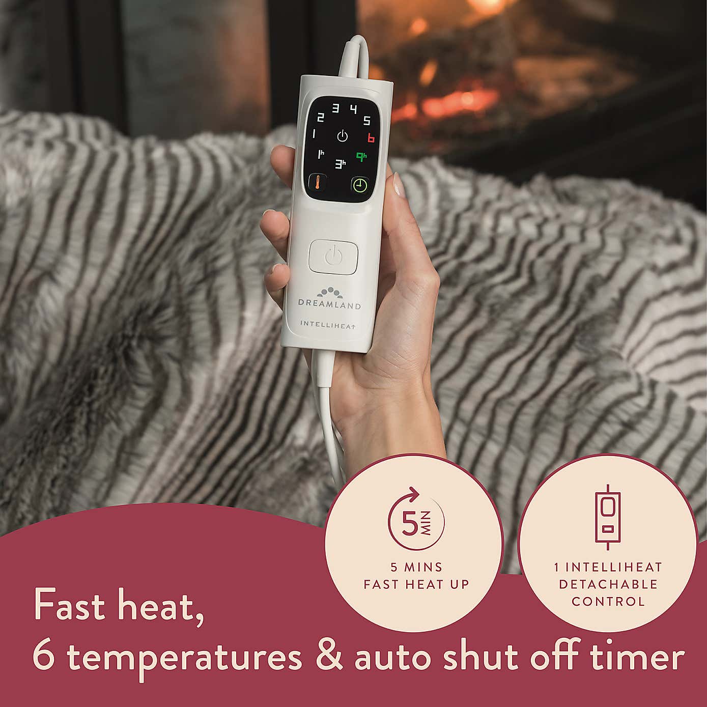 Dreamland IntelliHeat Zebra Throw