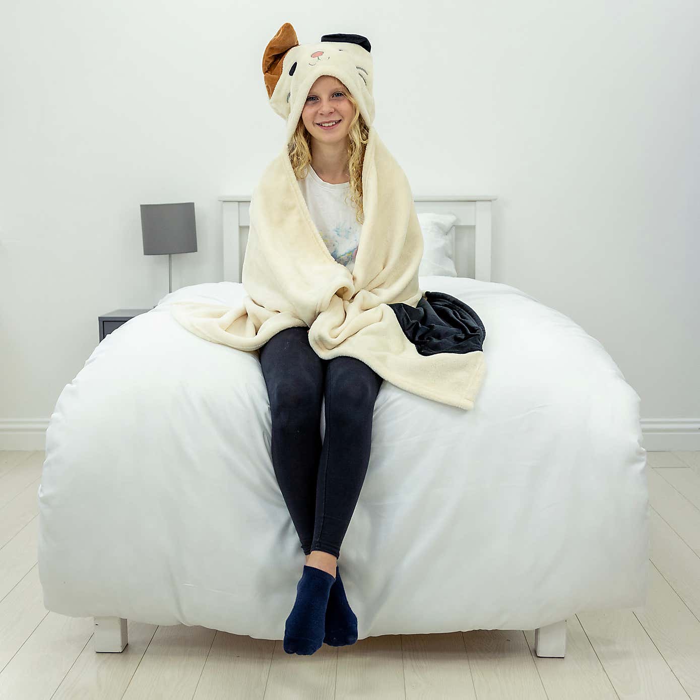 Kids Squishmallows Camcat 3D Hooded Fleece Blk