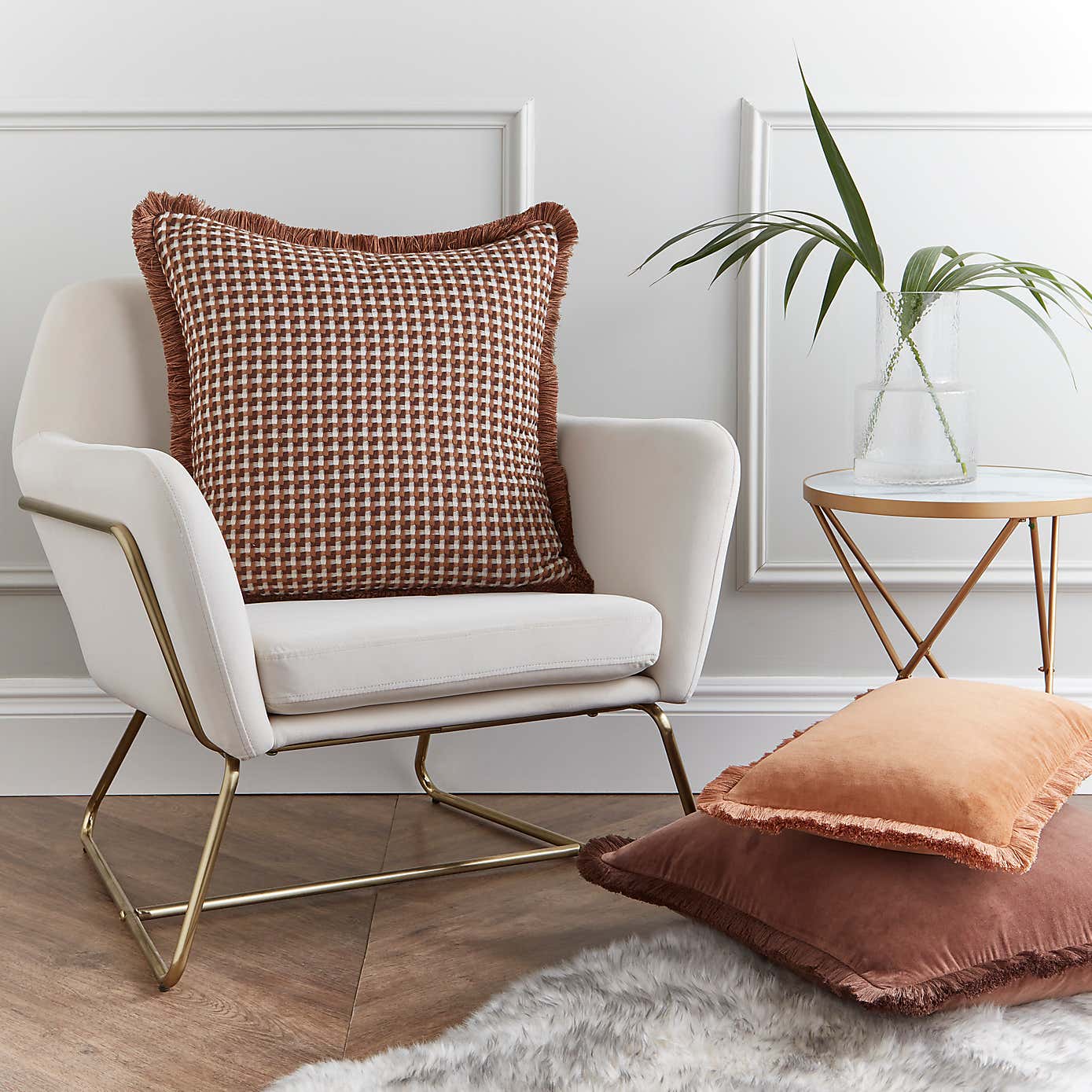 Fringed Cotton Velvet Cushion