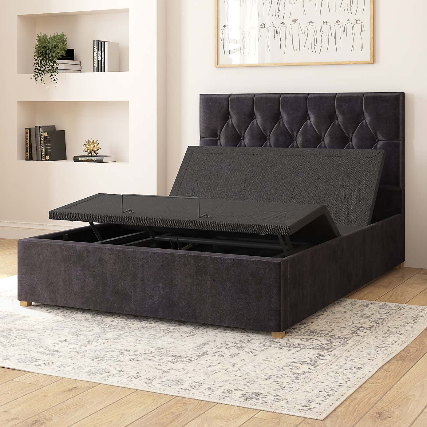 Olivier Plush Velvet Adjustable Bed