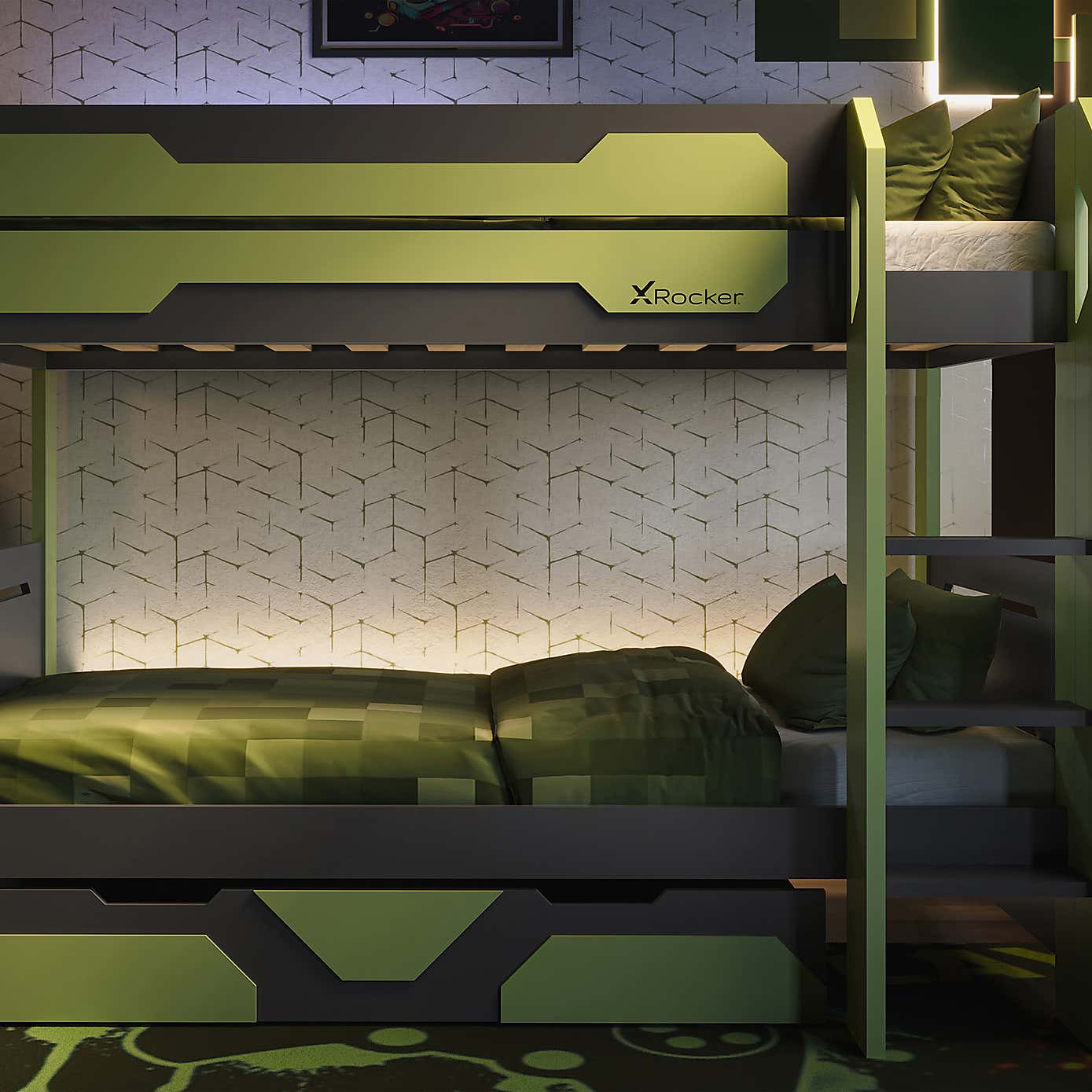 X Rocker Battalion Gaming Bunk Bed with Trundle