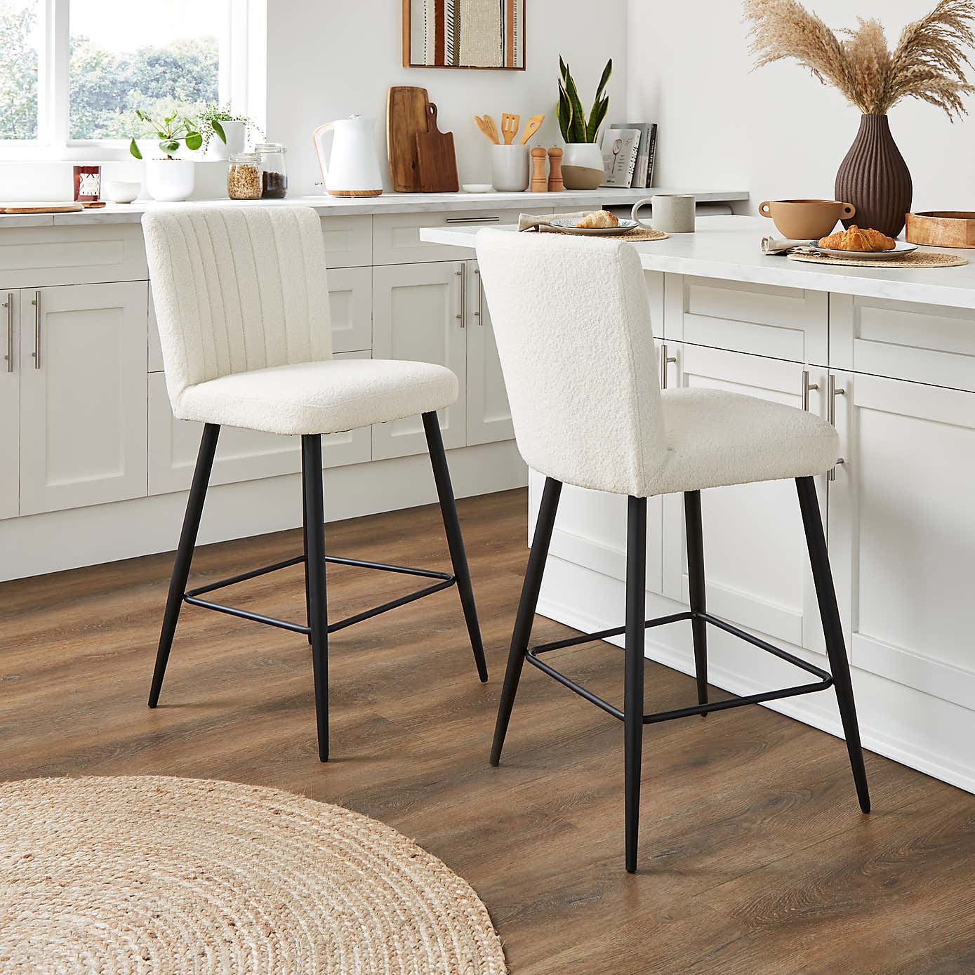 Taylor Counter Height Bar Stool, Ivory Boucle