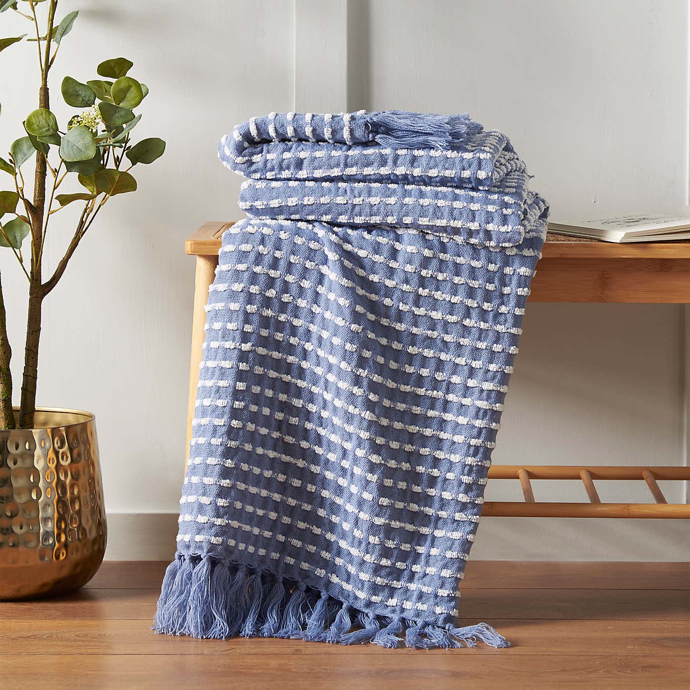 Catherine Lansfield Stab Stitch Throw 125cm x 150cm