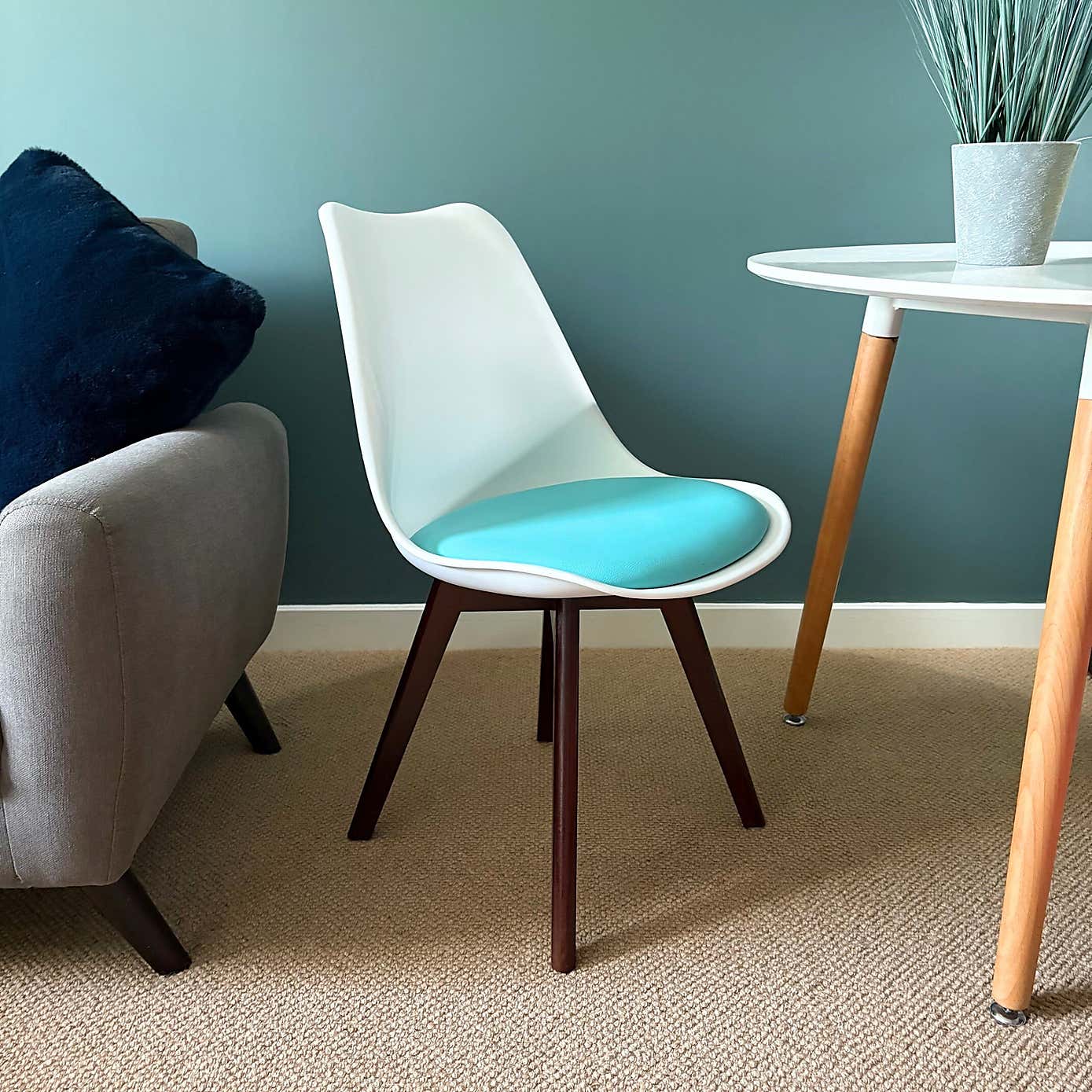 Fusion Living Soho White Plastic Dining Chair with Squared Legs