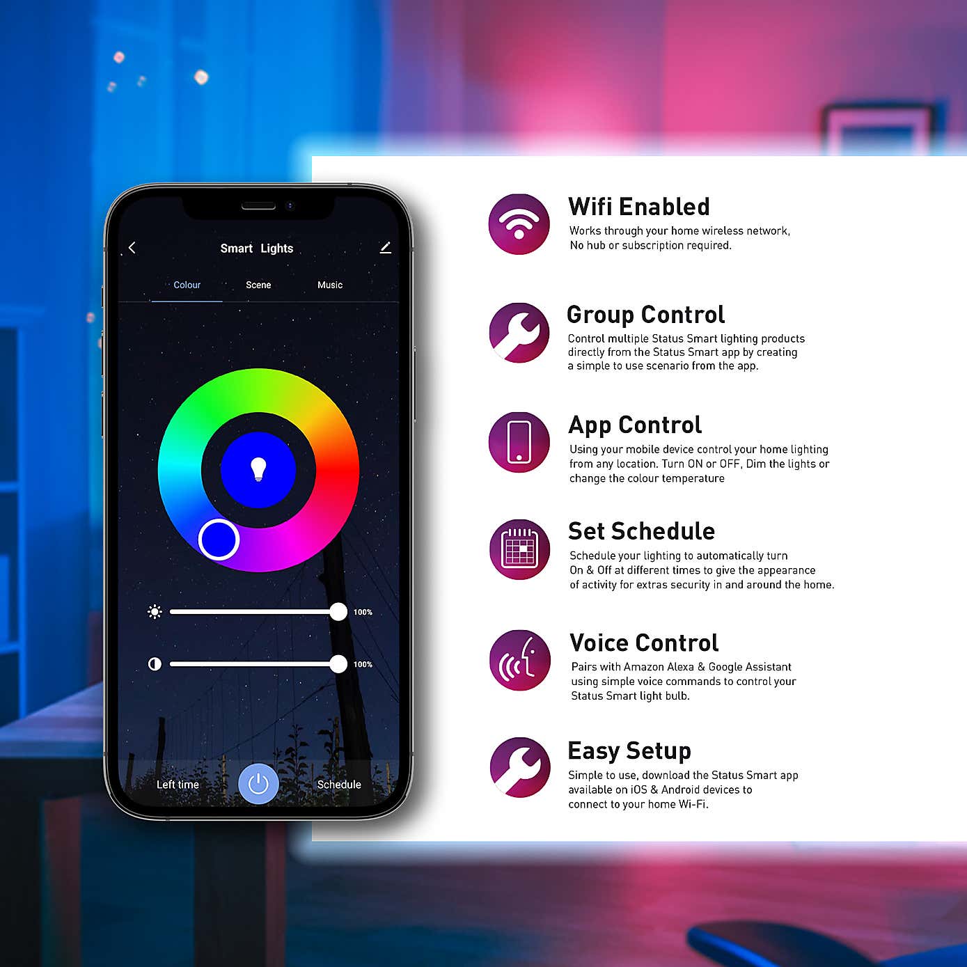 Status SMART 9W Colour Changing BC GLS