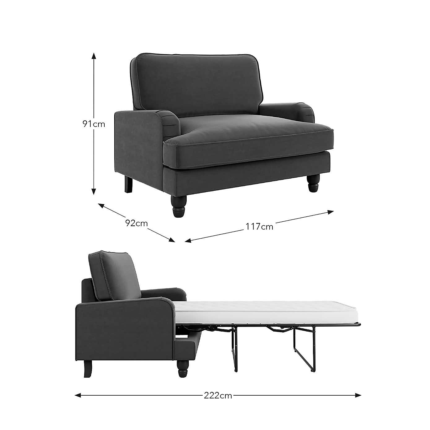 Beatrice Matte Velvet Snuggle Single Sofa Bed