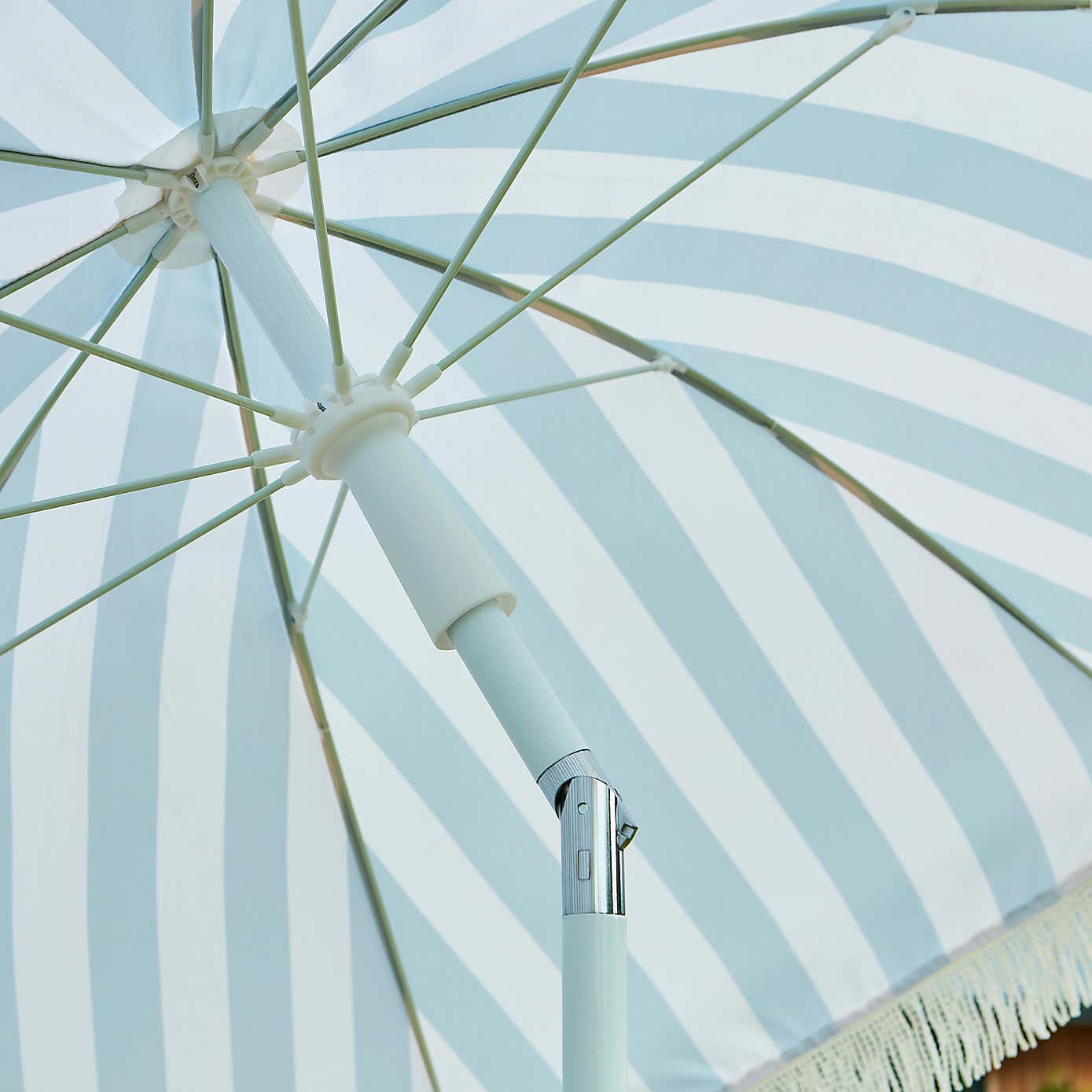 2m Striped Parasol With Fringe