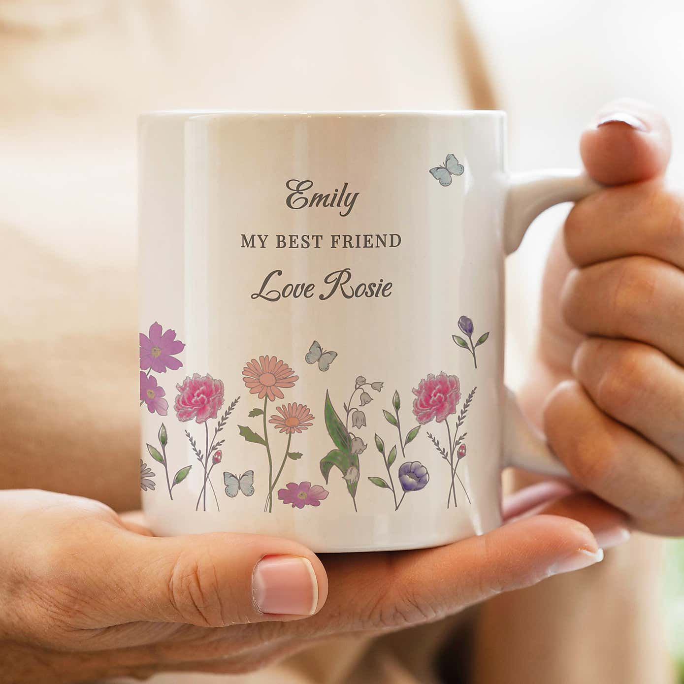 Personalised Wild Flowers Ceramic Mug