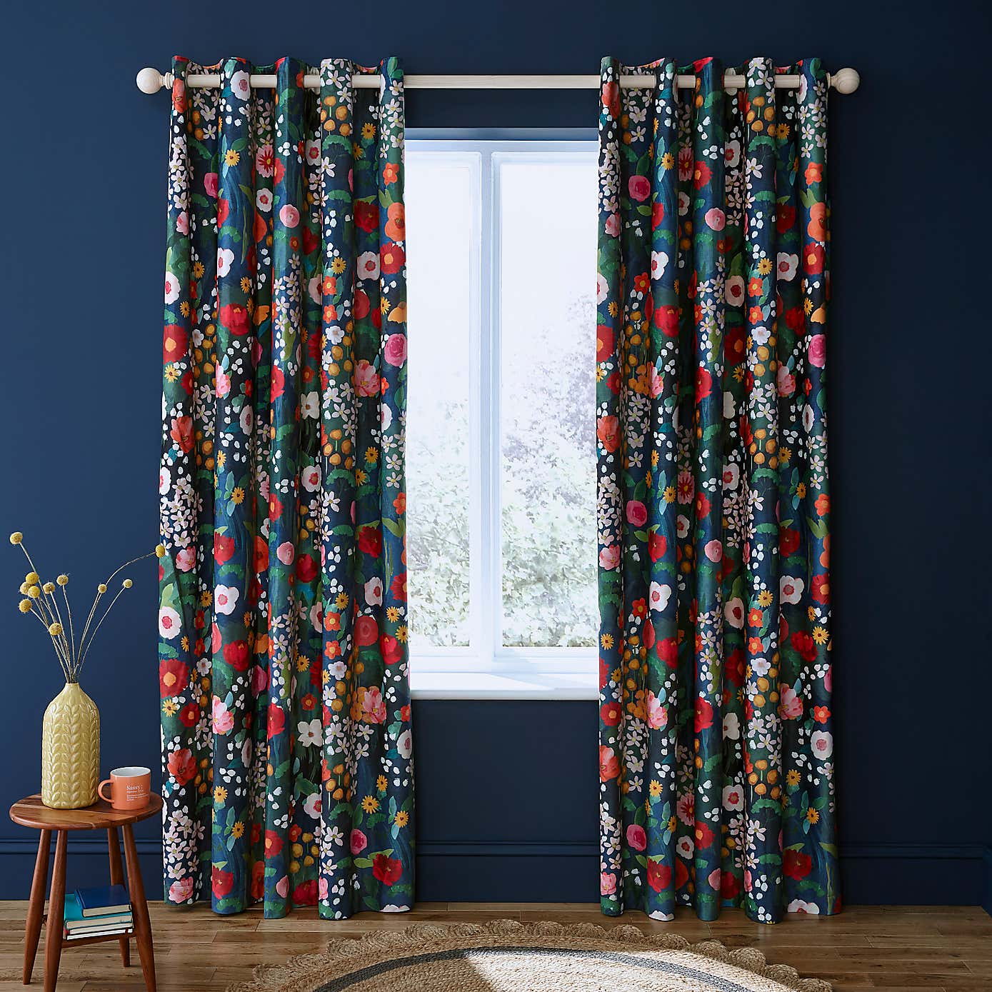 Midnight Garden Blackout Eyelet Curtains