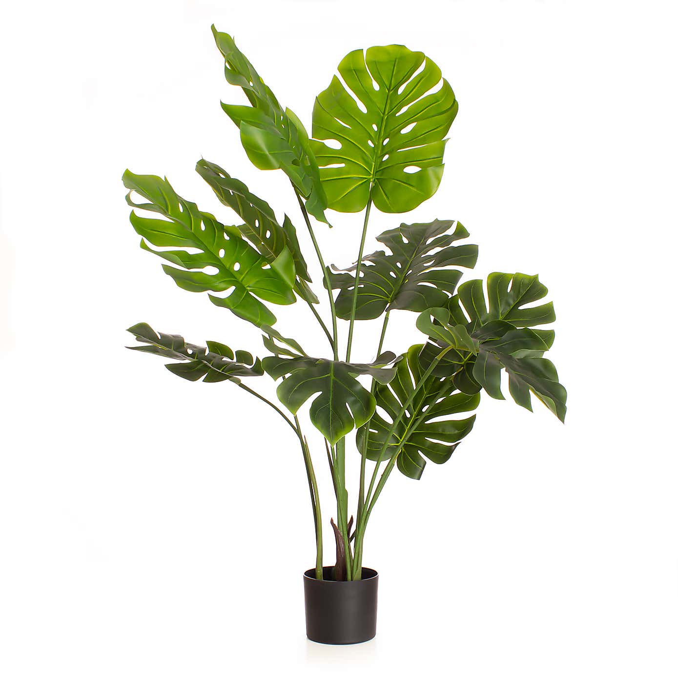 Artificial Monstera Cheese Plant in Black Plastic Plant Pot