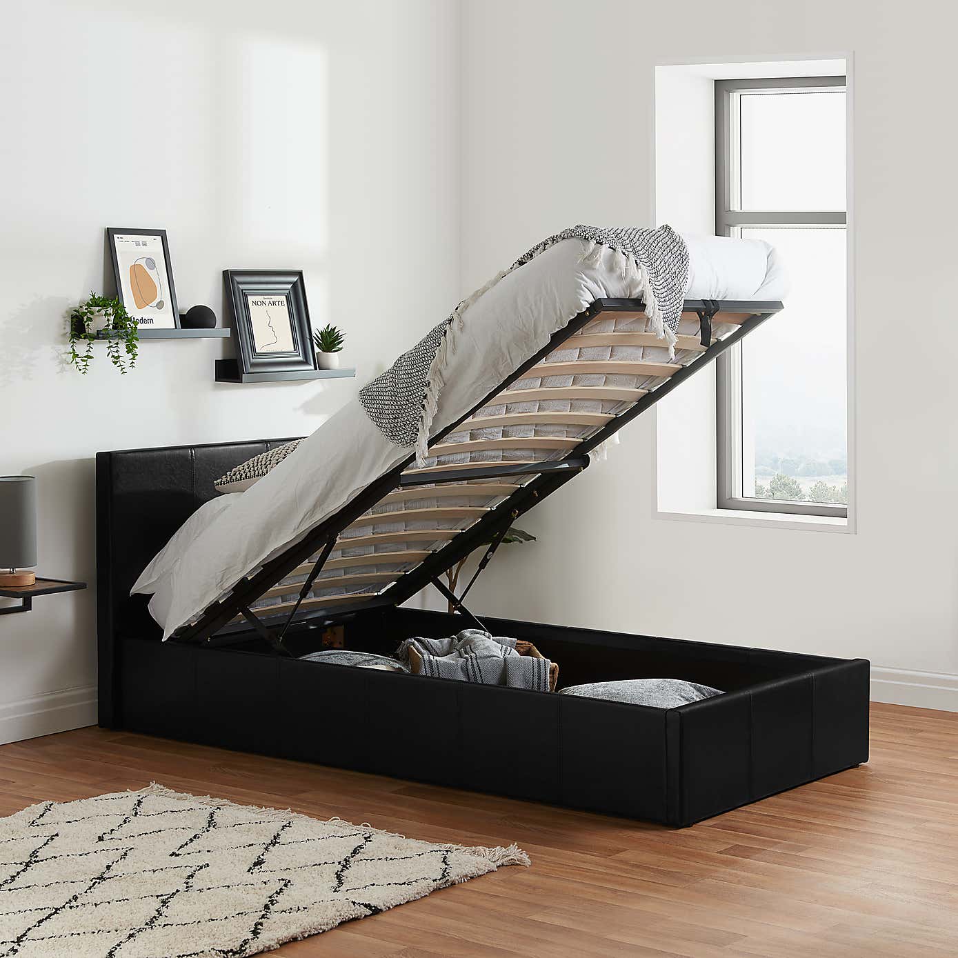 Berlin Faux Leather Ottoman Bed Frame