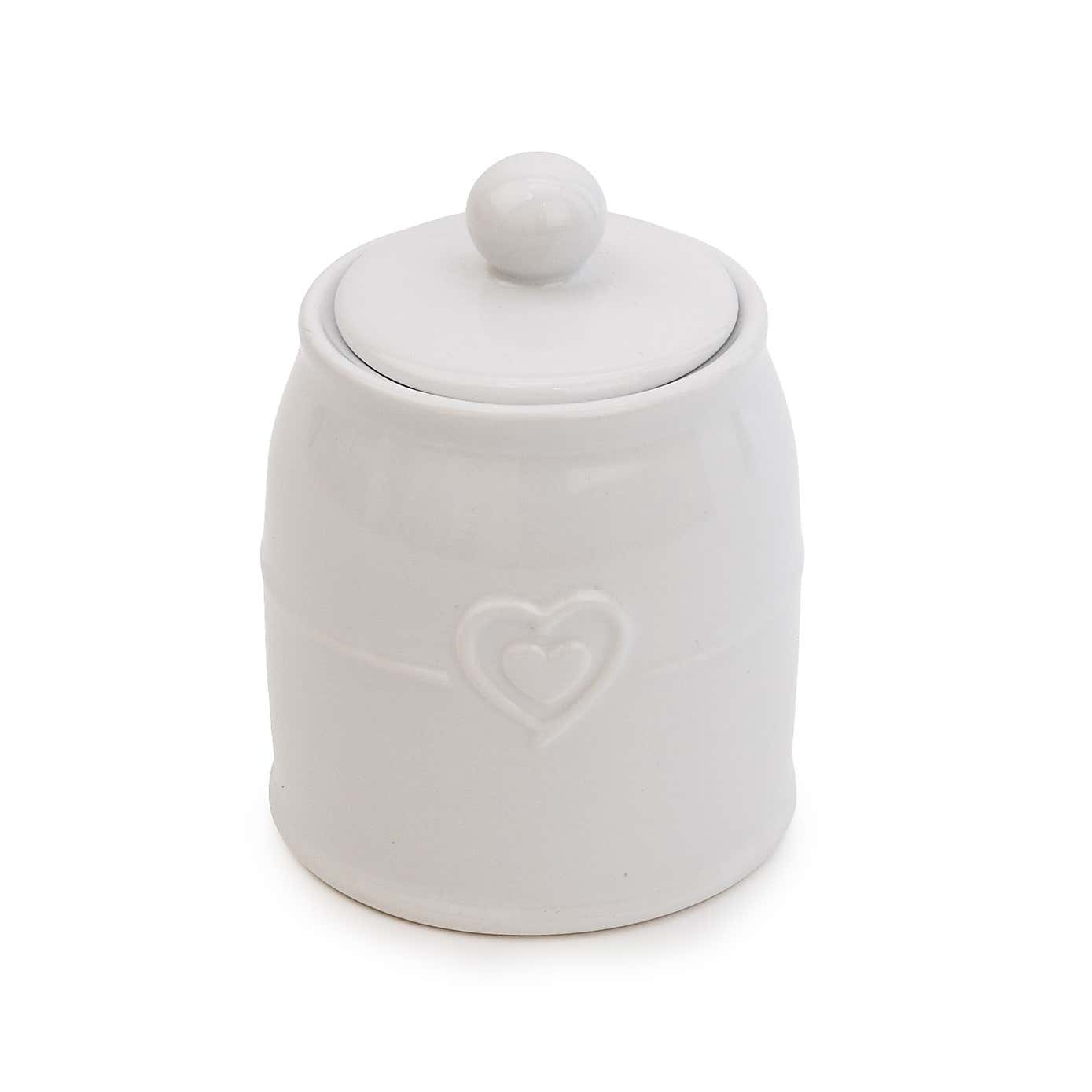 Hearts White Sugar Pot
