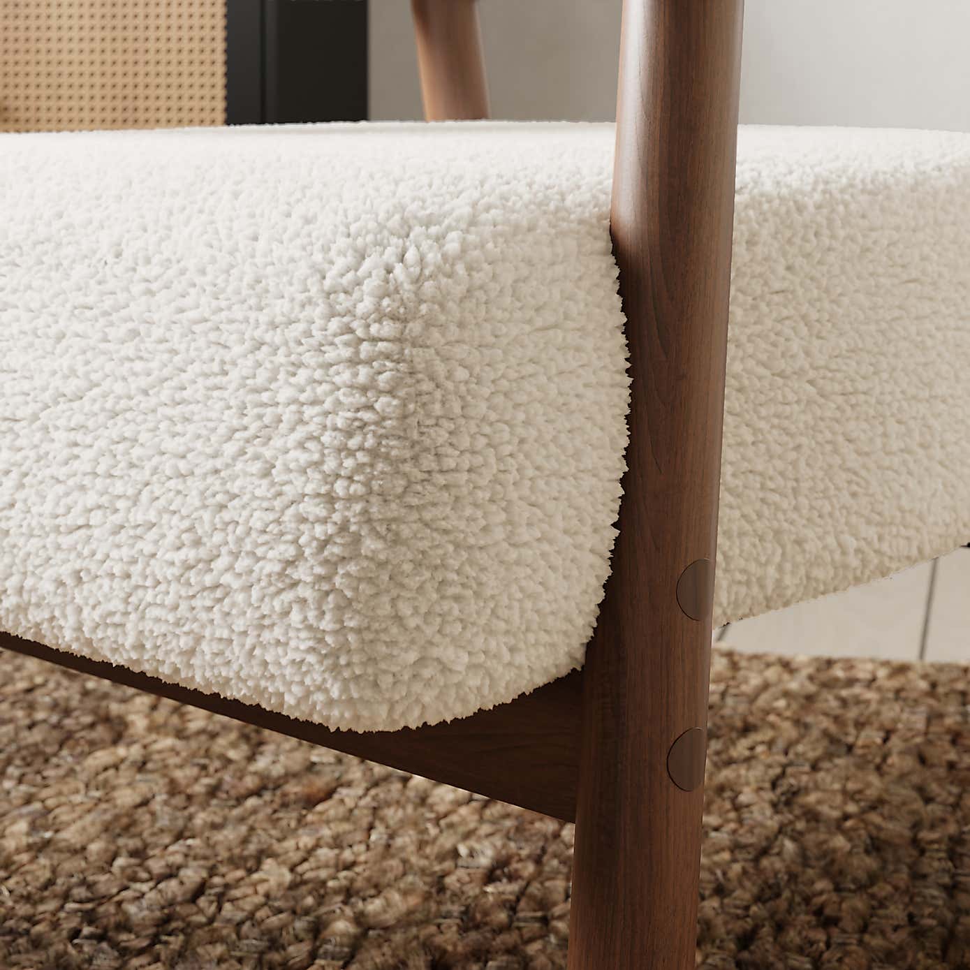 Cleo Curved Sherpa Accent Chair, Ivory