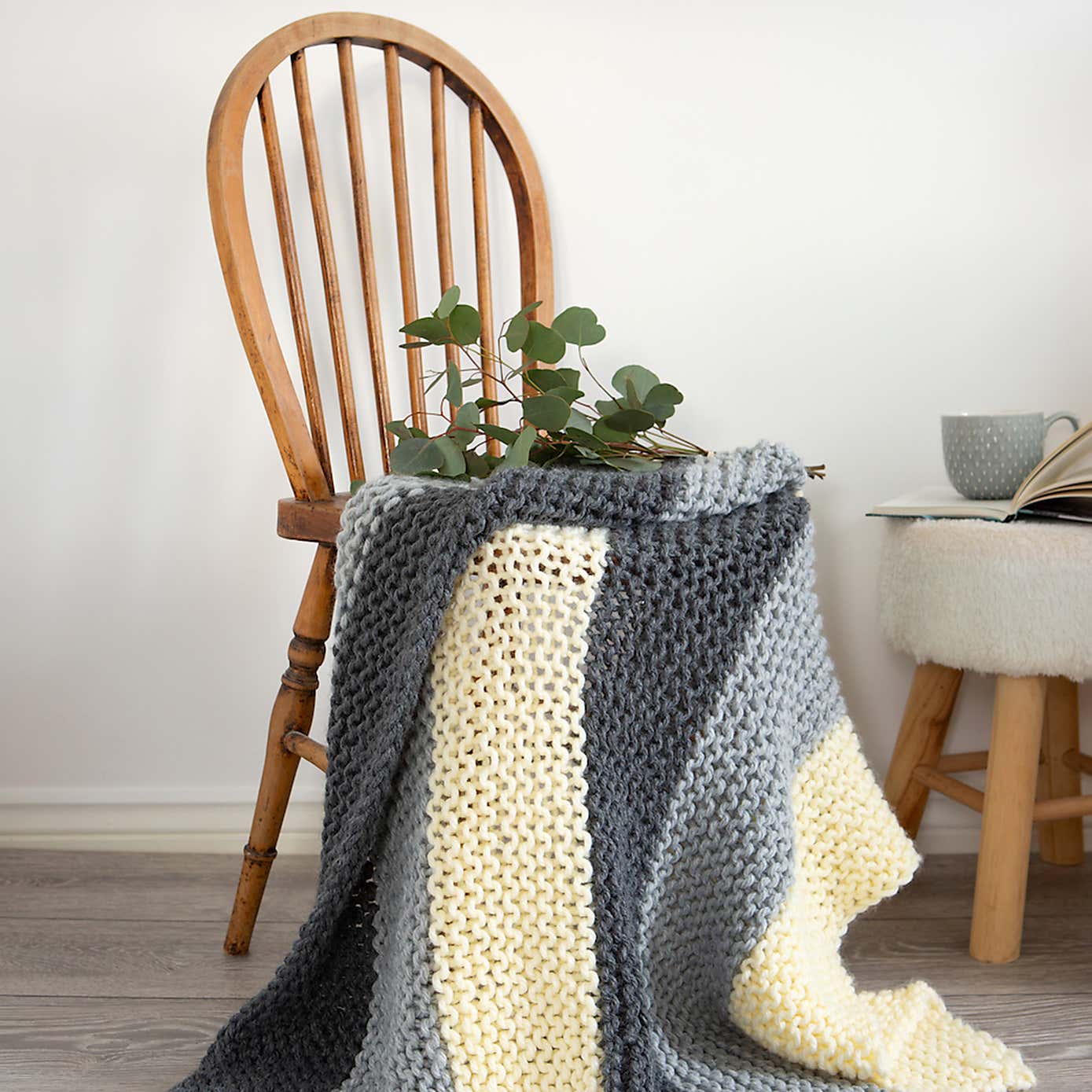 Wool Couture Beginners Grey Stripy Blank Knit Kit