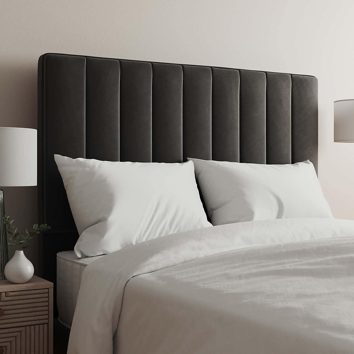 Velvet Vertical Stripe Headboard
