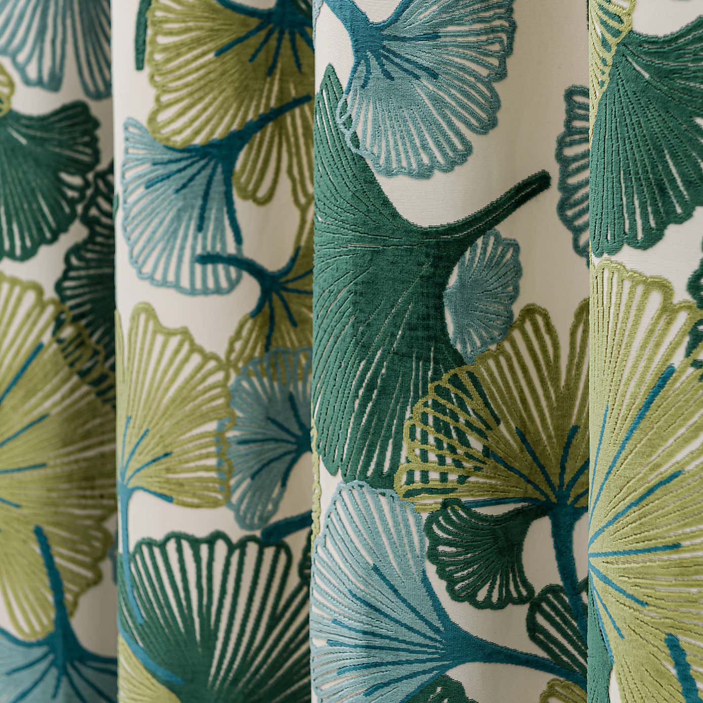 Gingko Cut Velvet Eyelet Curtains