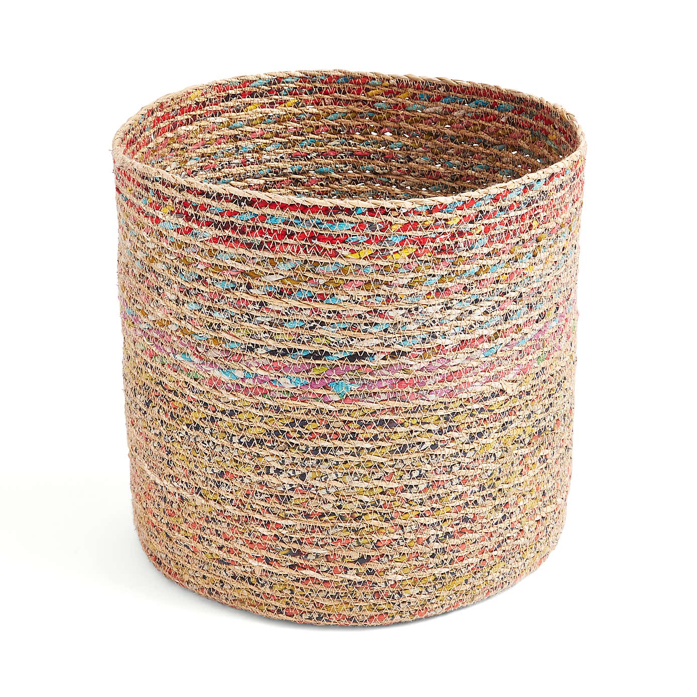 Large Round Multicoloured Seagrass Basket
