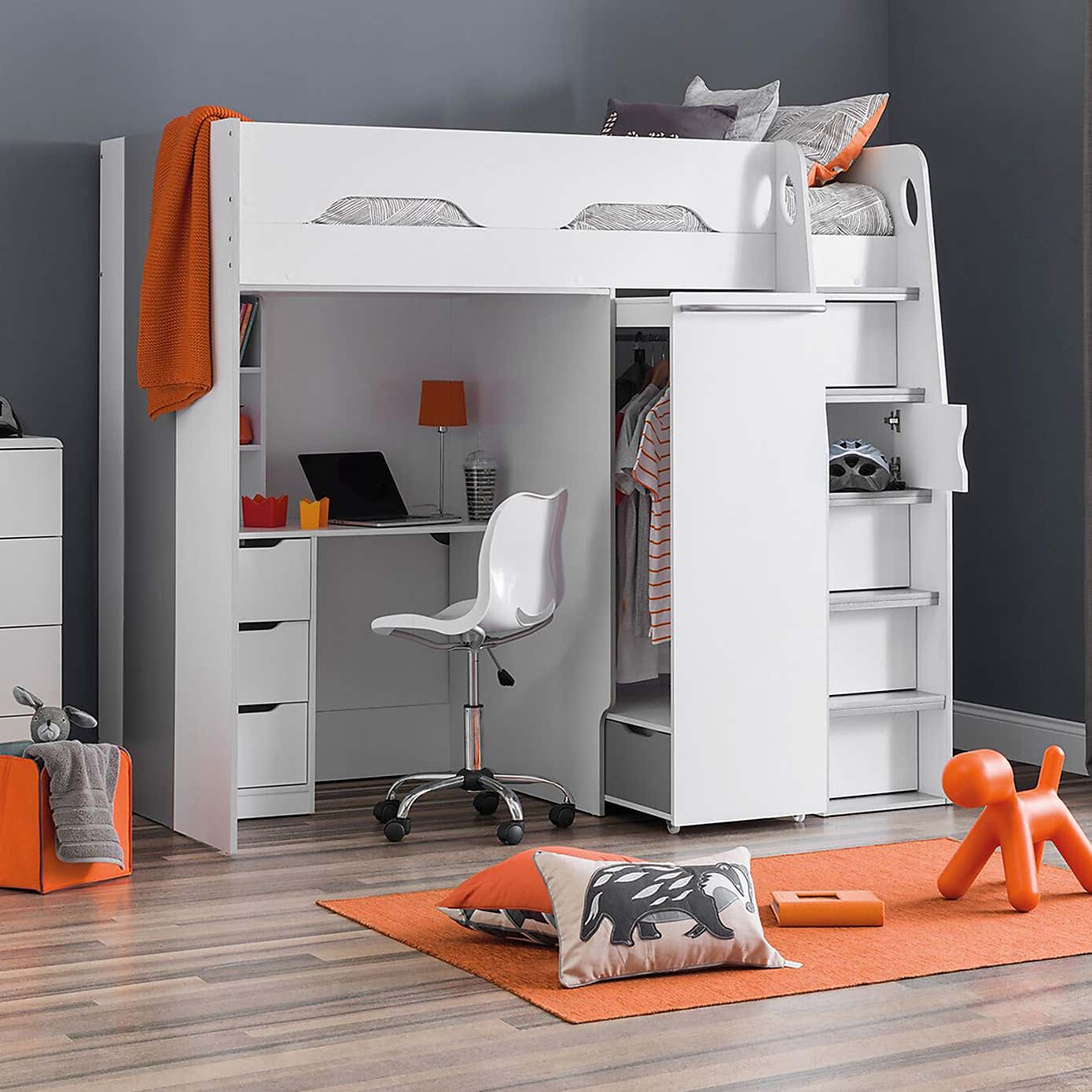 Pegasus Single White High Sleeper Bed