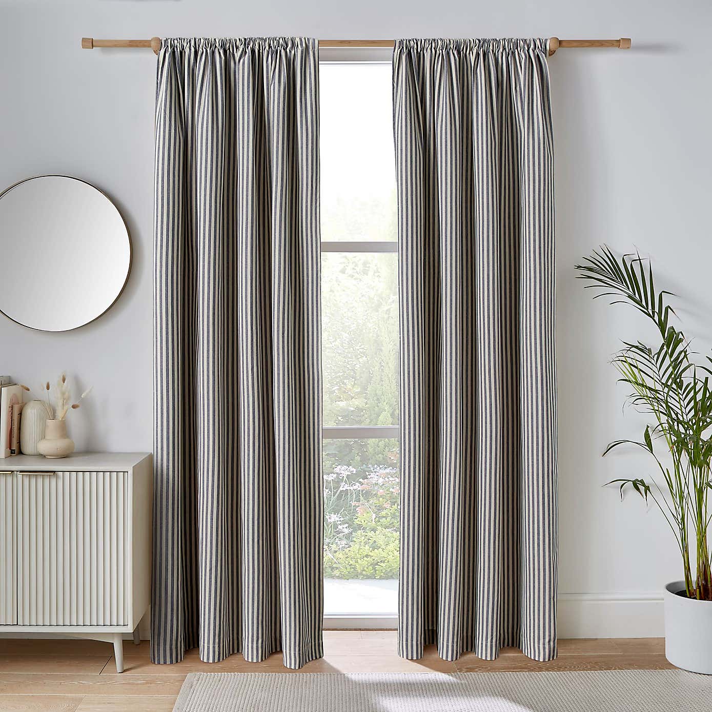 Linford Stripe Unlined Slot Top Curtains