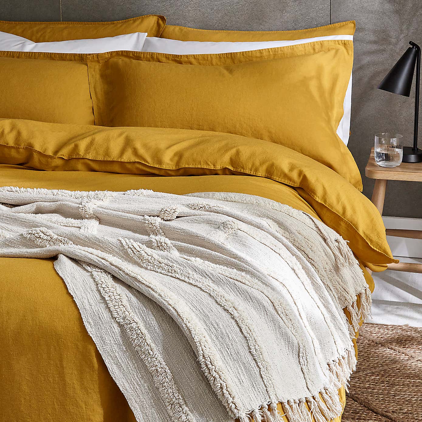 Cotton Linen White Duvet Cover & Pillowcase Set