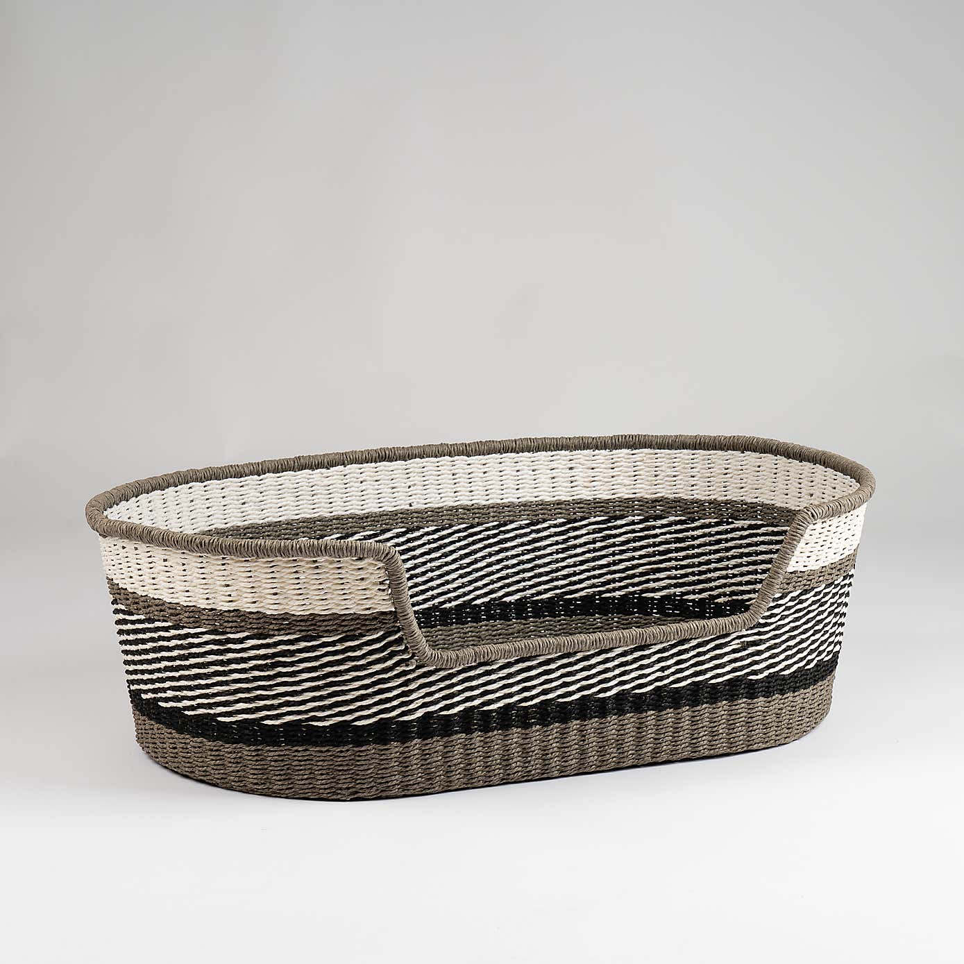 Grey Stripe Woven Pet Bed