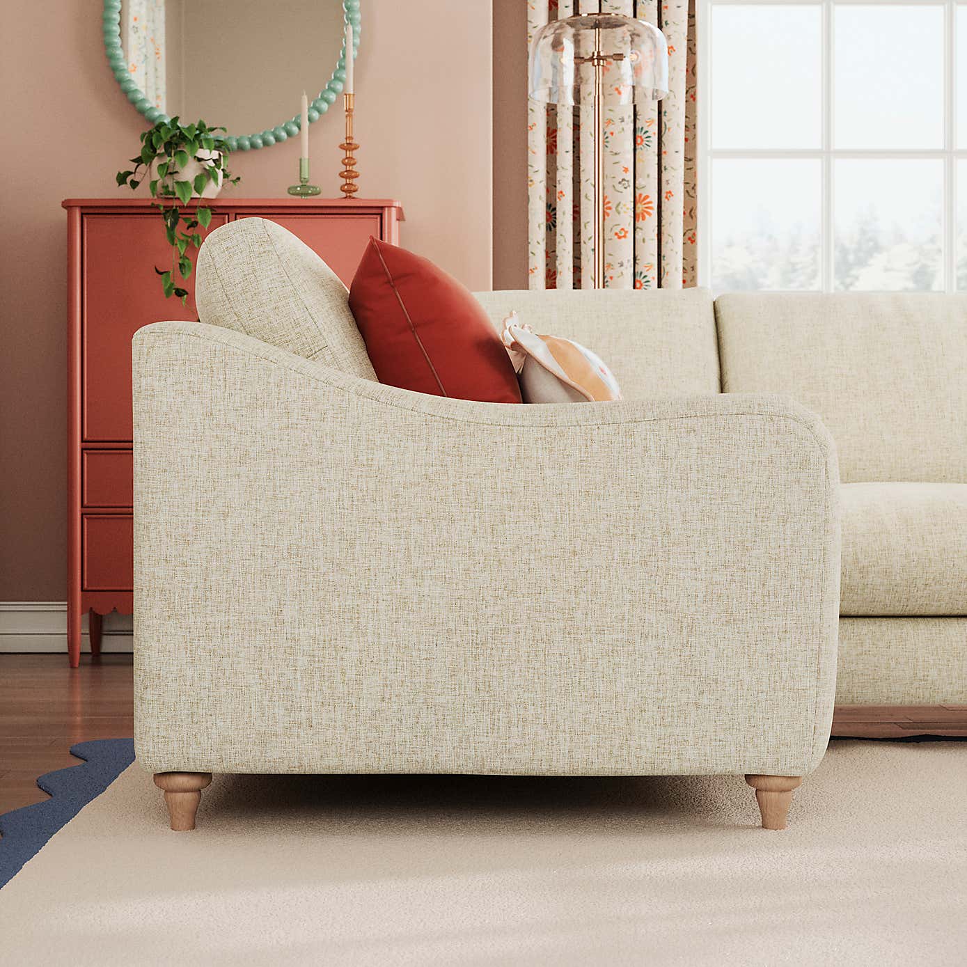Hattie Slub Faux Linen Corner Sofa