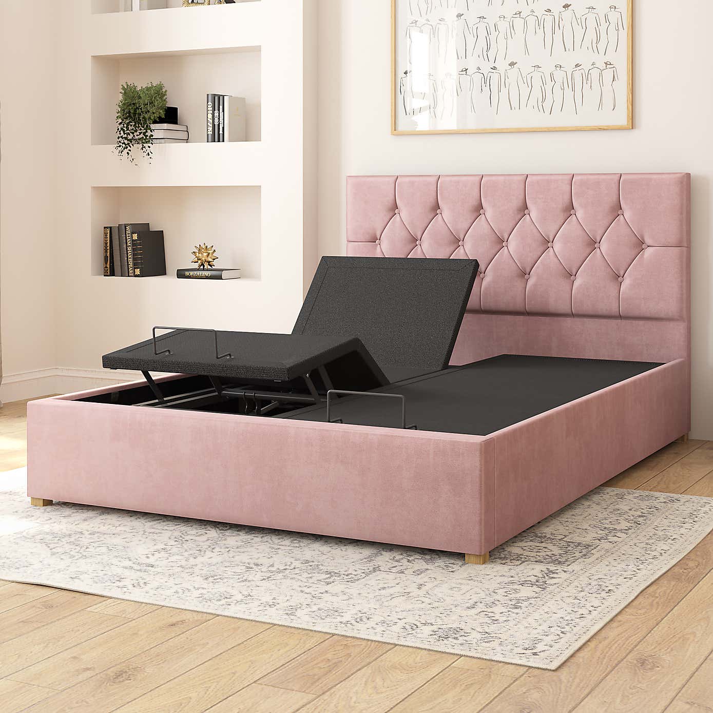 Olivier Plush Velvet Adjustable Bed