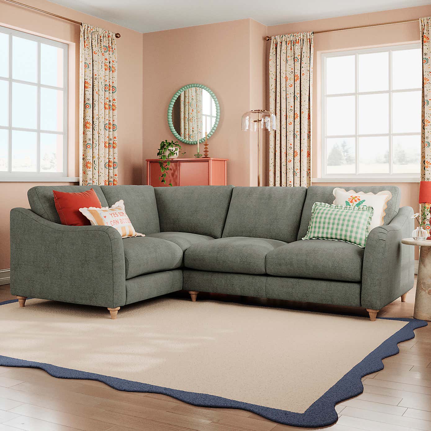 Hattie Tonal Plush Chenille Corner Sofa