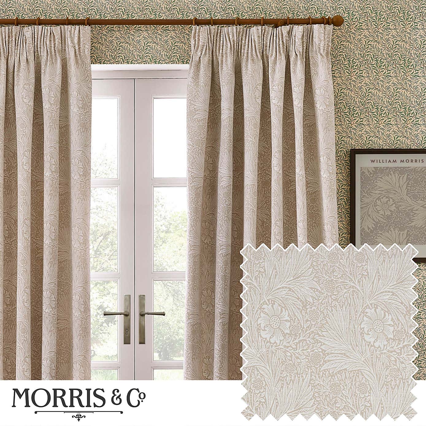 Morris & Co. Marigold Jacquard Pencil Pleat Curtains