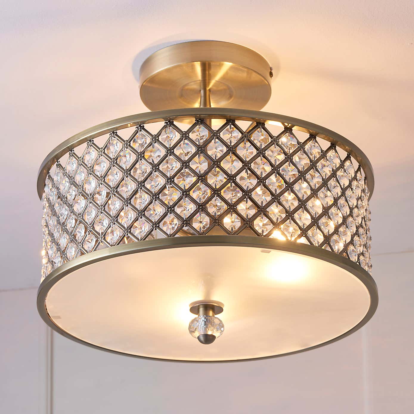Crystal Hudson 3 Light Flush Ceiling Fitting