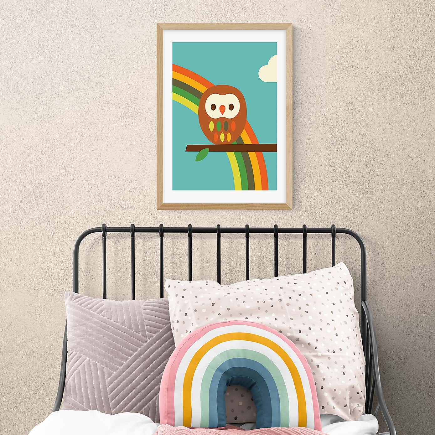 East End Prints Owl and Rainbow Print