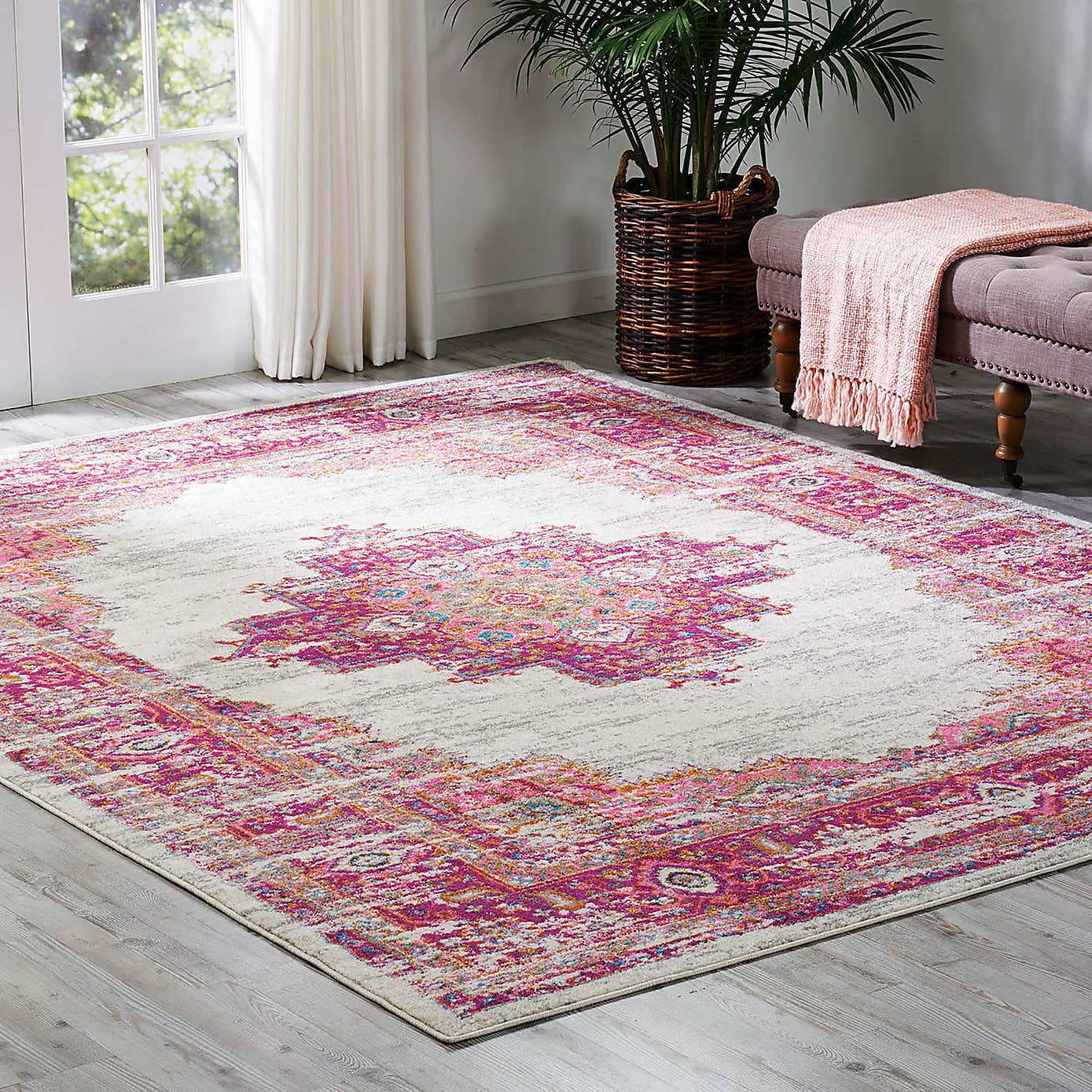 Ivory and Fuchsia Passion Rug