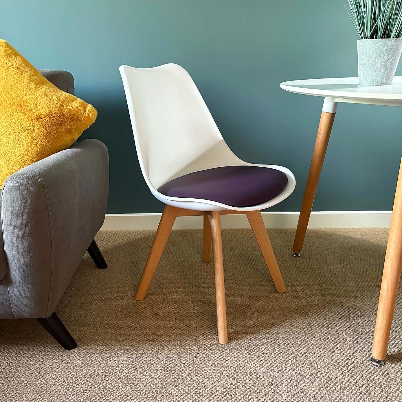 Fusion Living Soho White Plastic Dining Chair with Squared Legs