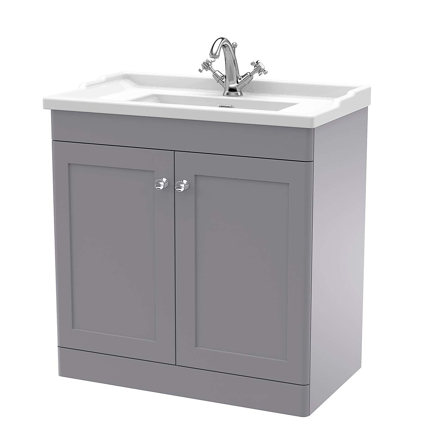 Classique Floor Standing 2 Door Vanity Unit with Ceramic Basin