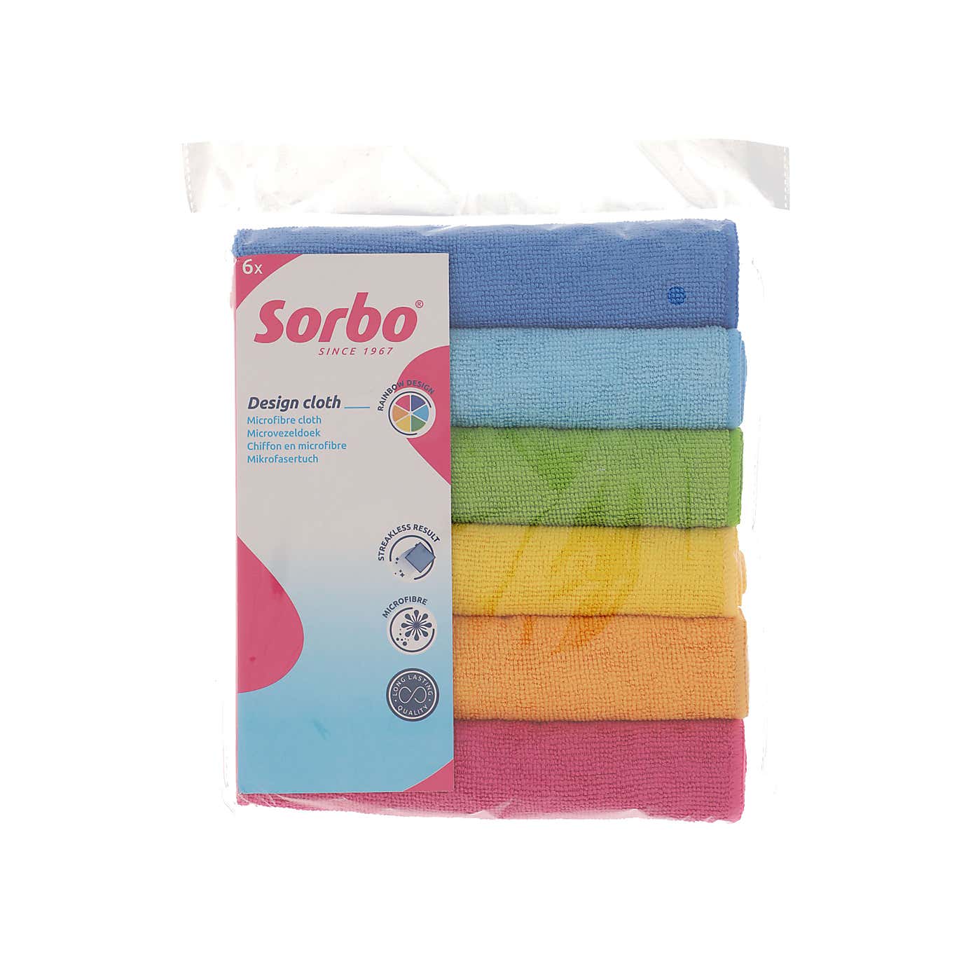 Sorbo Pack of 6 Microfibre Rainbow Cloths
