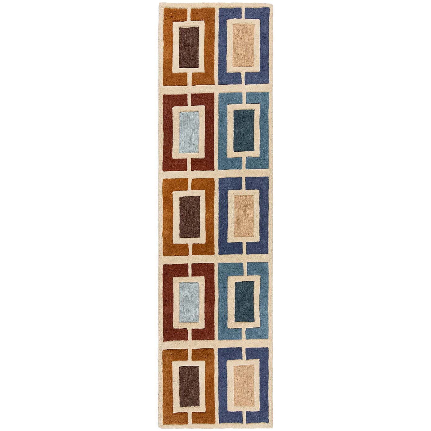 Retro Blocks Carved Wool Runner