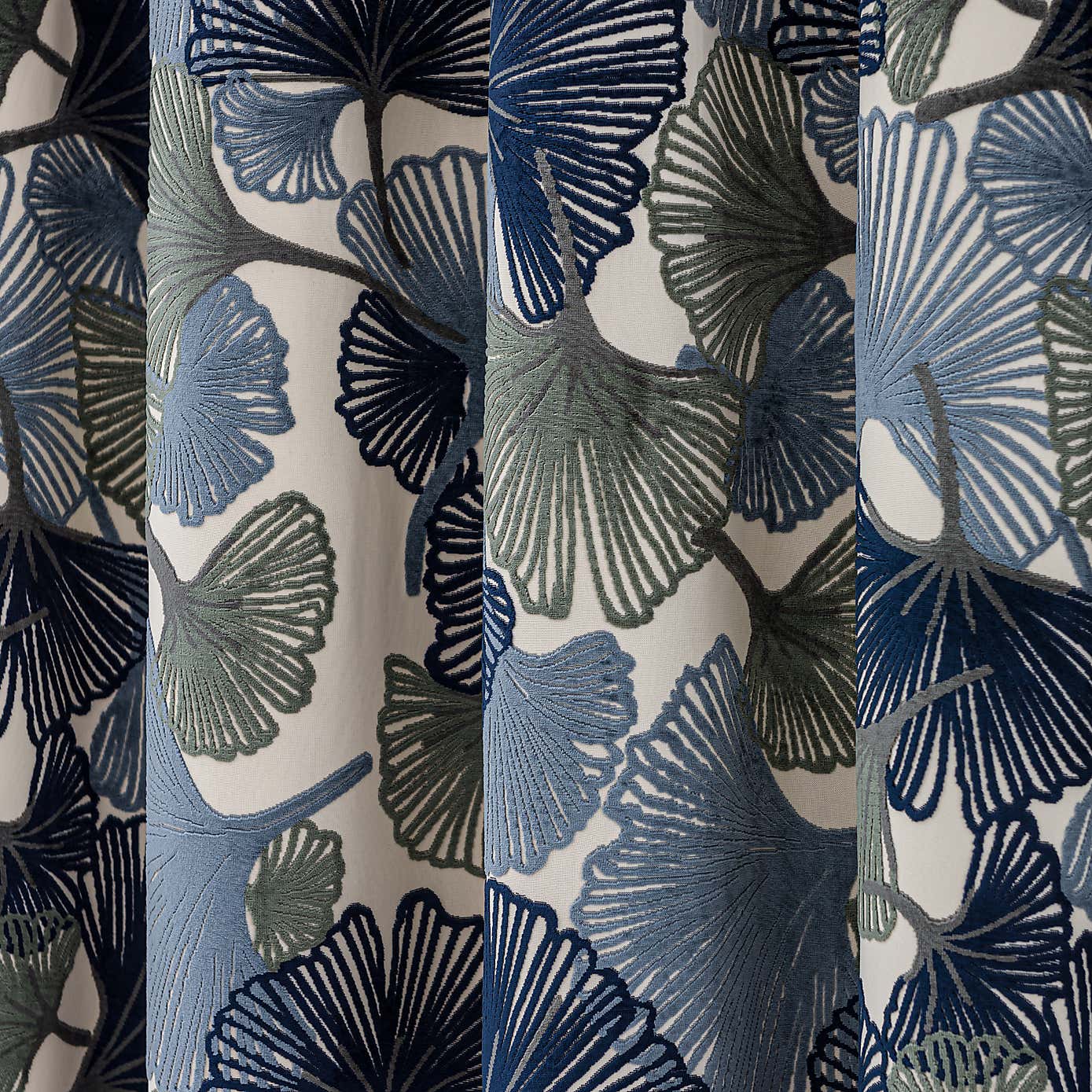 Gingko Cut Velvet Eyelet Curtains