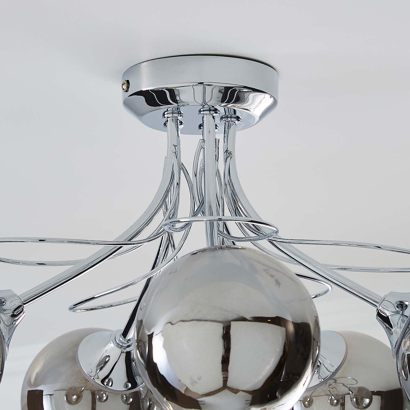 Mateo 5 Light Glass Chrome Semi-Flush Ceiling Fitting