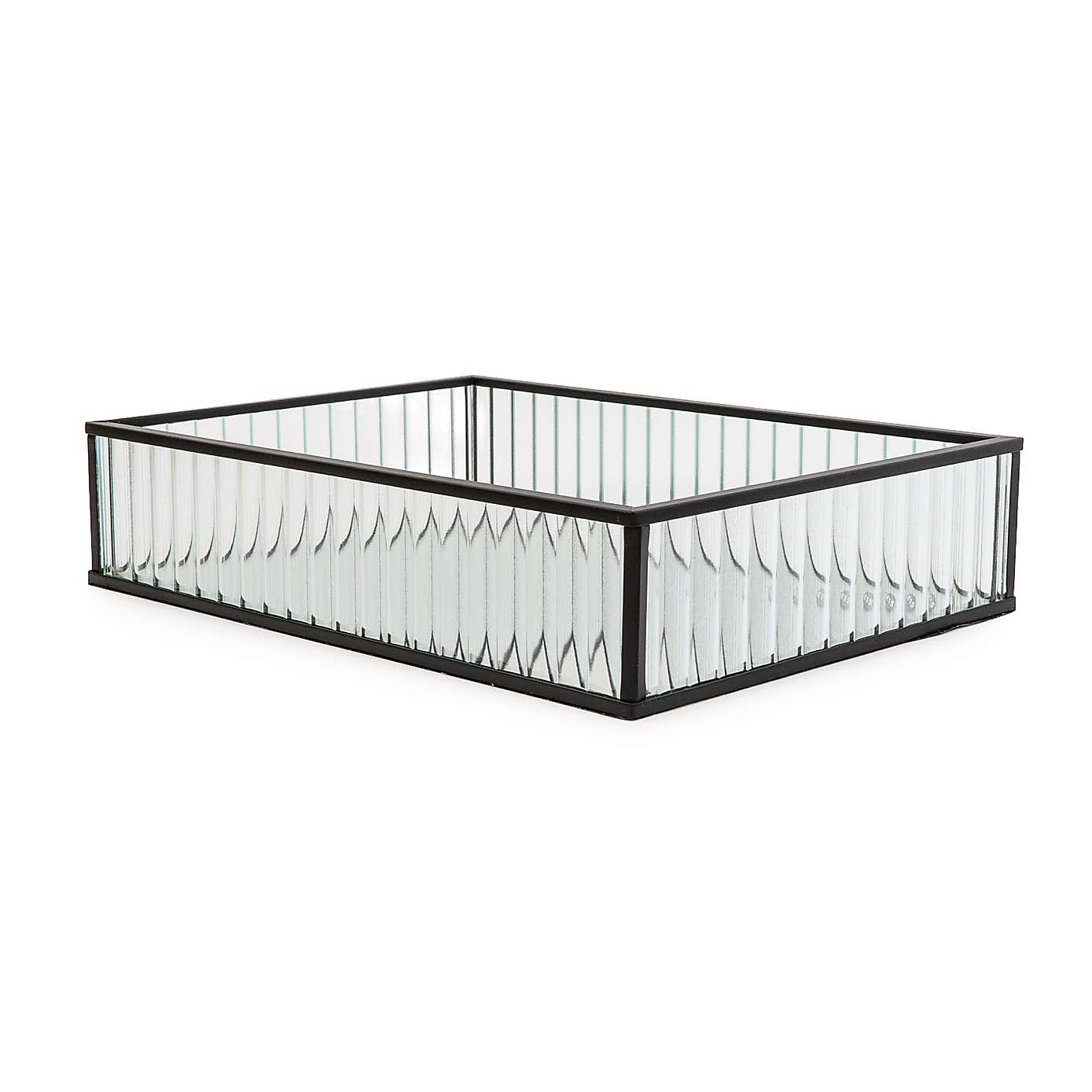Ribbed Black Edge Glass Tray