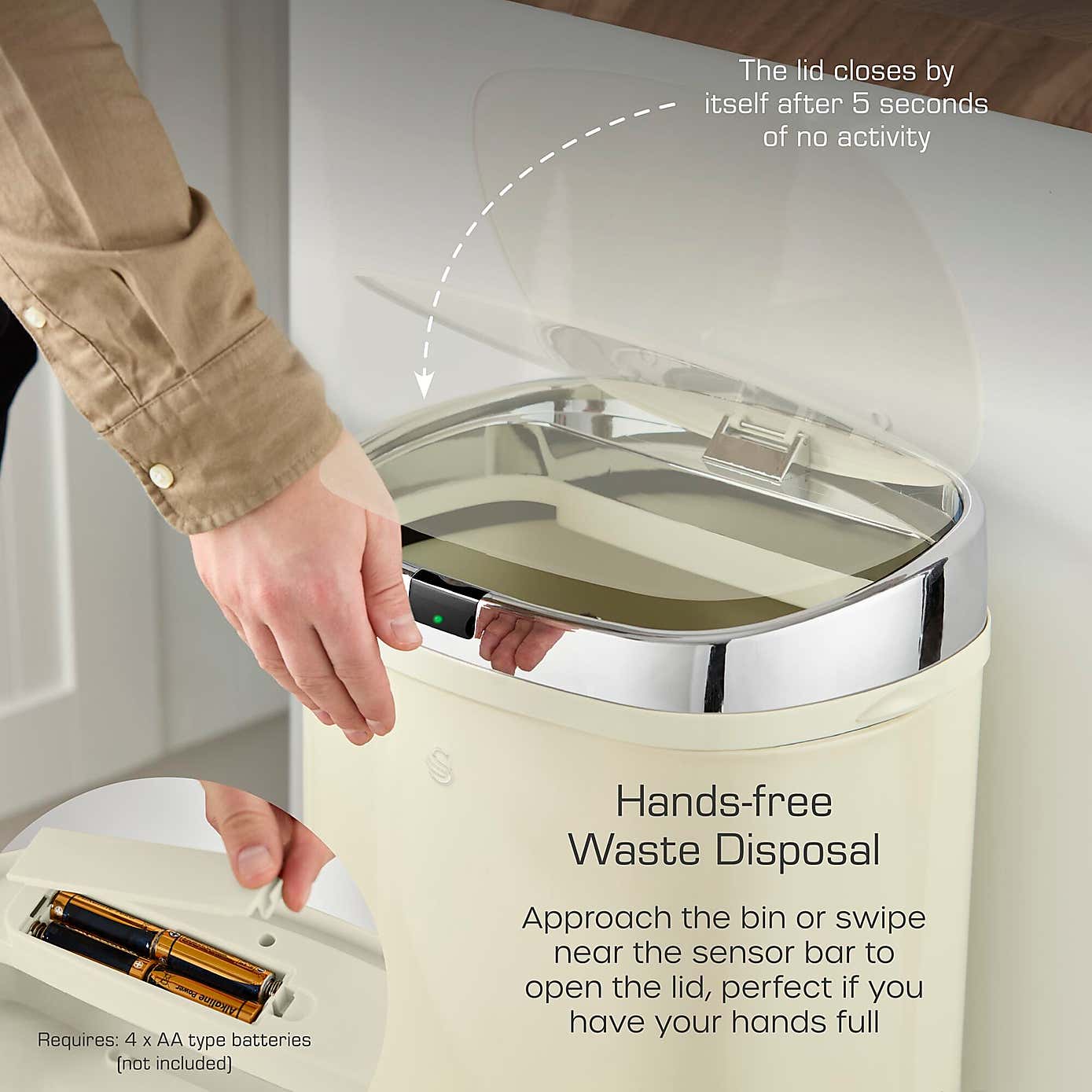 Swan 42L Square Sensor Bin