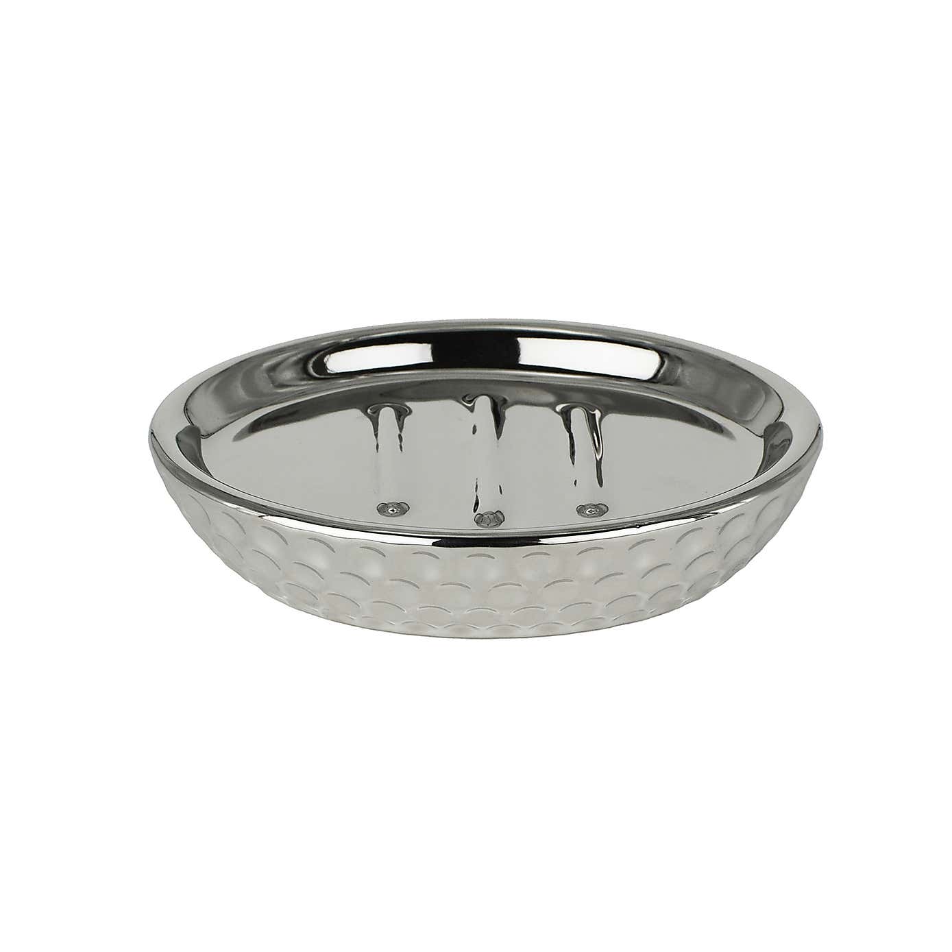 Silver Hammered Effect Bathroom Accessories Set