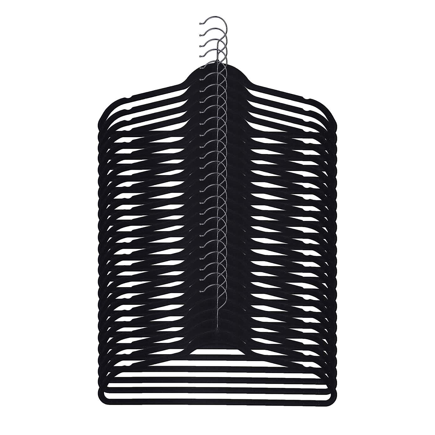 Set Of 25 Black Flocked Hangers
