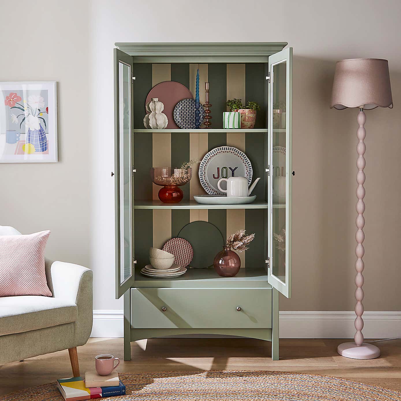 Beatrice Striped Tall Cabinet