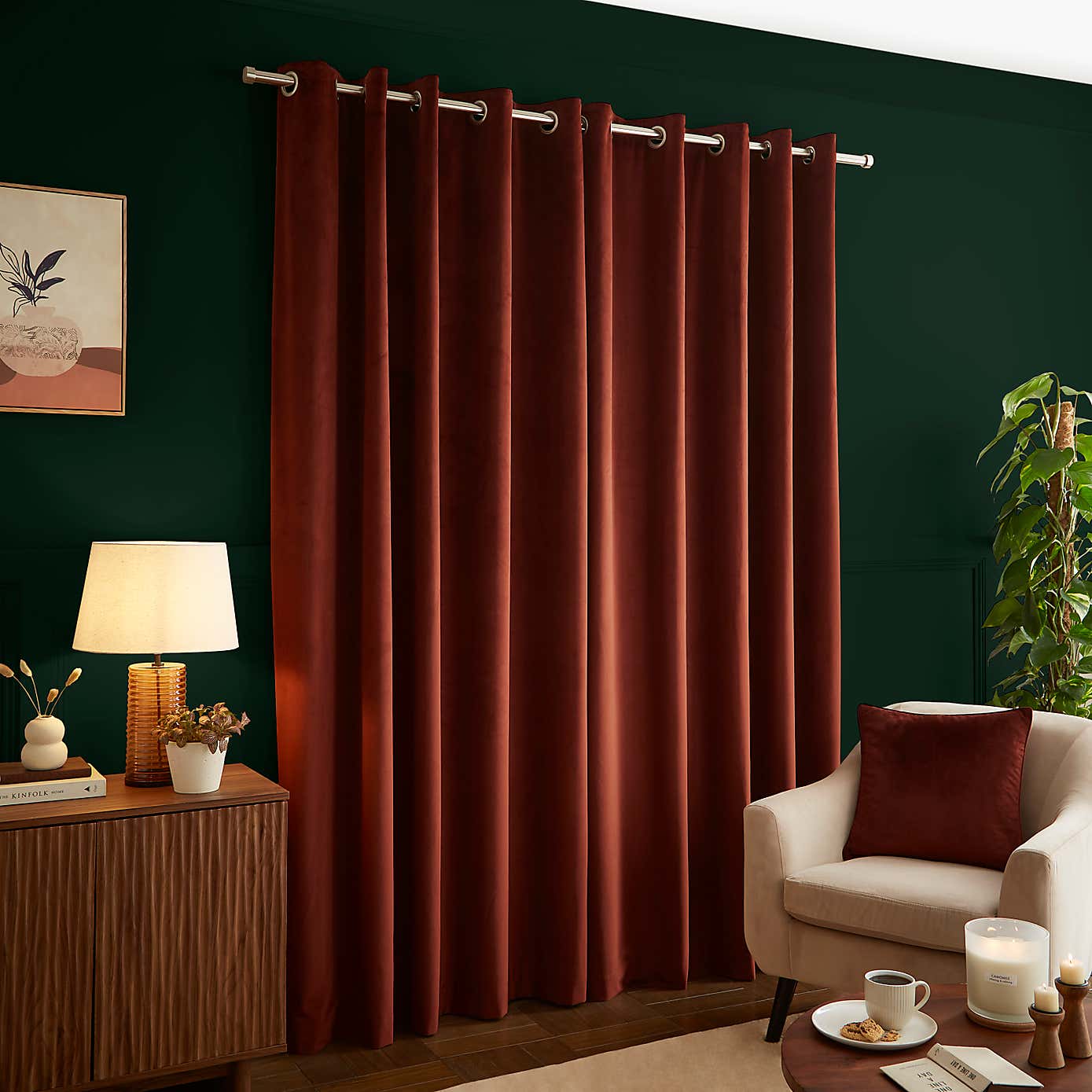 Recycled Velour Eyelet Curtains