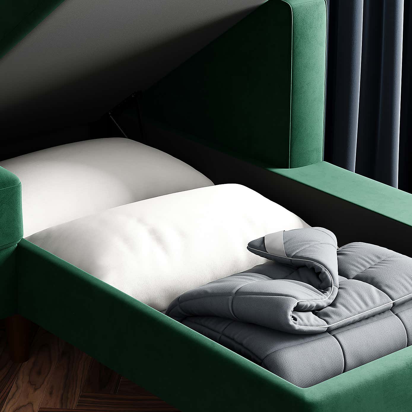 Zoe 4 Seater Corner Double Sofa Bed, Velvet