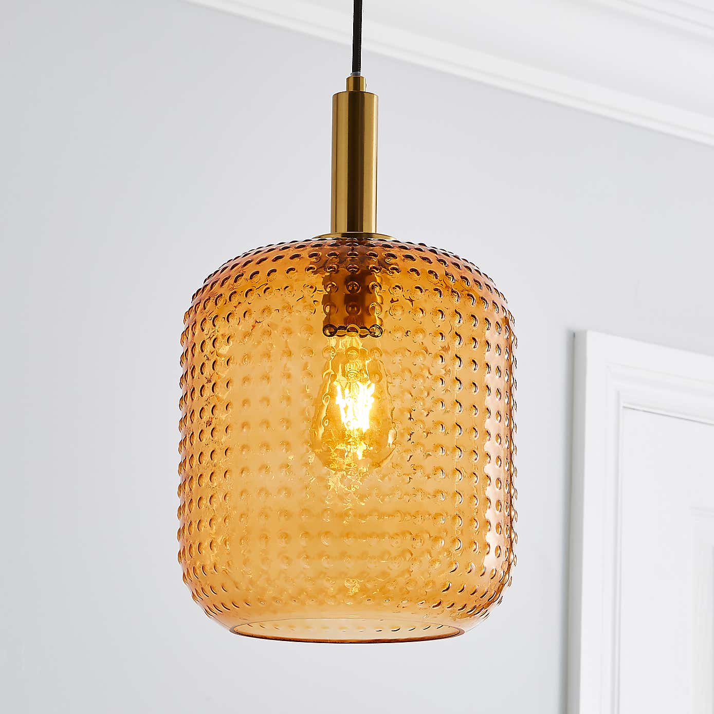 Amber Retro 1 Light Pendant Ceiling Fitting
