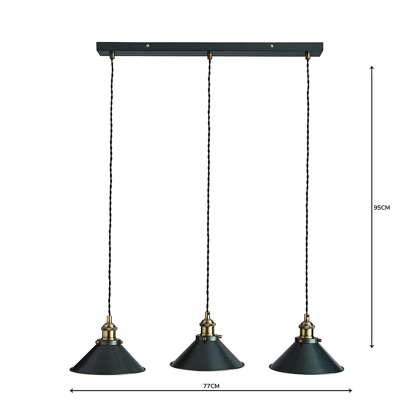 Logan 3 Light Black Industrial Diner Ceiling Fitting